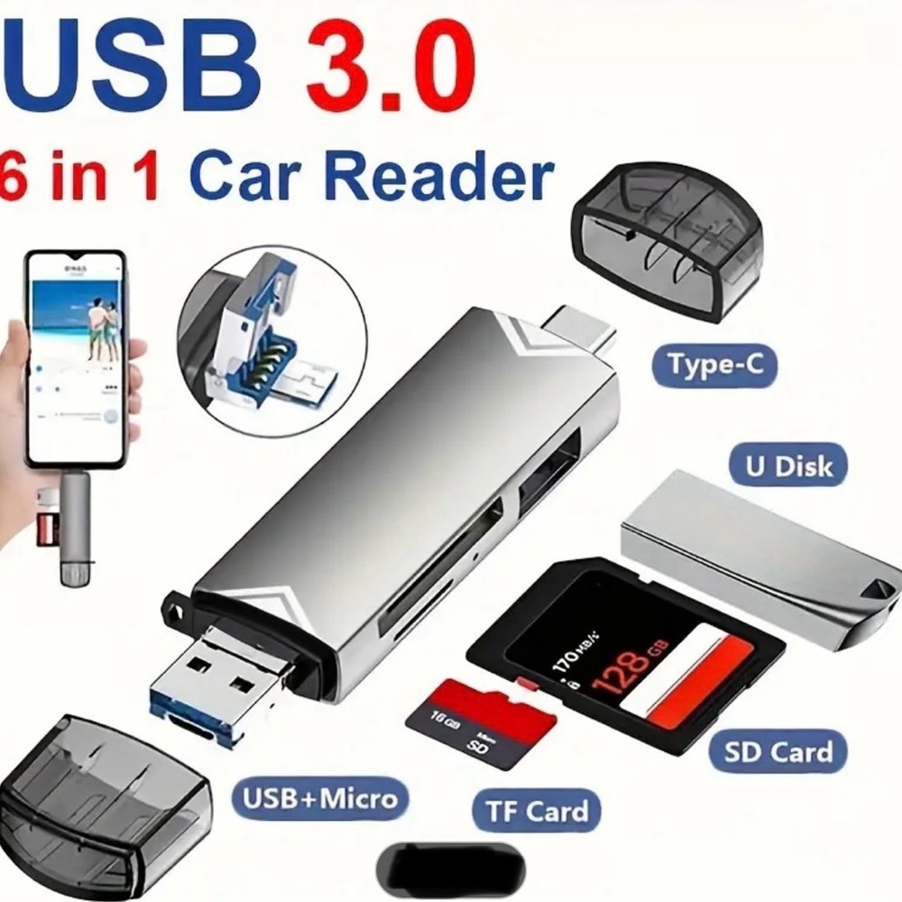 USB 3.0 6-in-1 Card Reader NWT XUANGUI branded for tablet/mobile phones $9